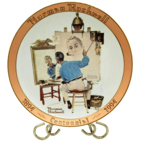 Norman Rockwell Triple Self Portrait Limited Edition Plate Bradford Exchange 94 - Picture 1 of 12